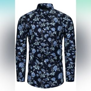 Men’s Retro Floral Long Sleeve Button Down